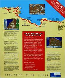 Box back cover for Afrika Korps on the Commodore Amiga.